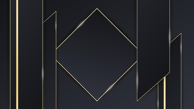 Vector black background with golden frames gradient style luxury abstract design template