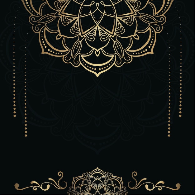 Black background with golden mandala ornament