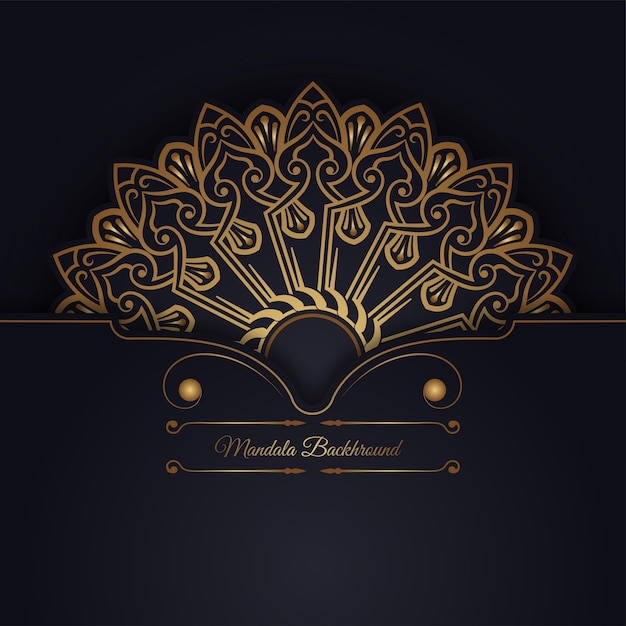 Black background with golden mandala ornament