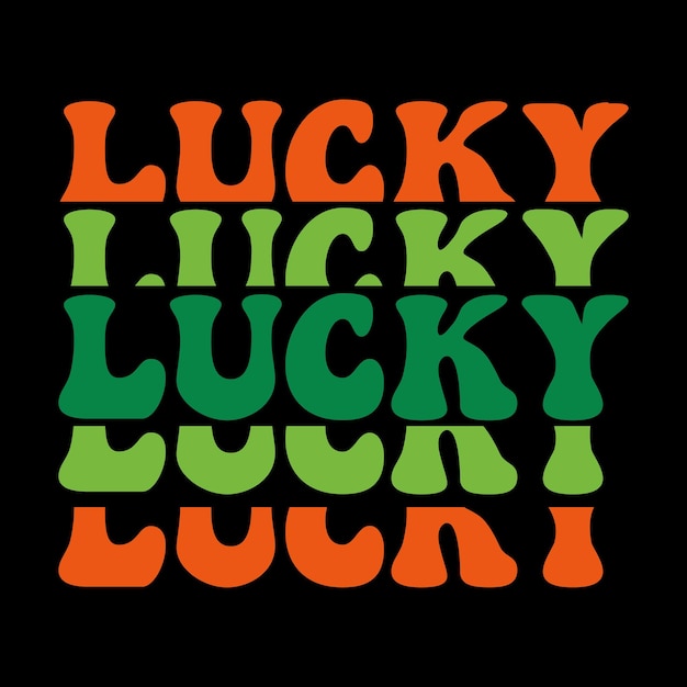 Vector a black background with green and orange letters that say  lucky lucky