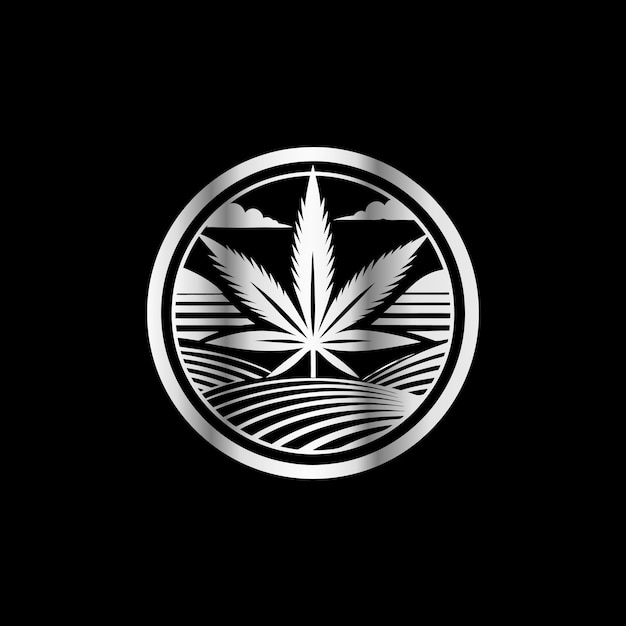 Vector a black background with a logo that says the marijuana leaf