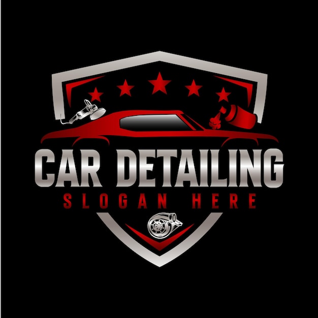 a black background with a red and white logo that says car detailing logo