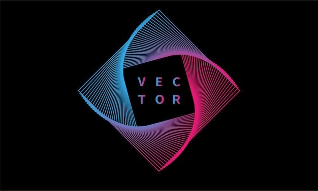 Vector black background with rotated squares of colorful gradient linear change