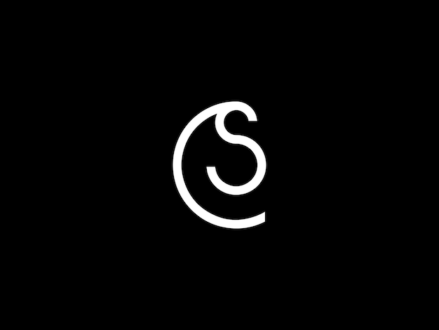 A black background with a white letter s in the middle