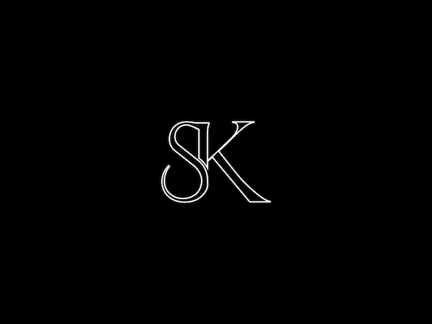 Vector a black background with white letters sk and a black background