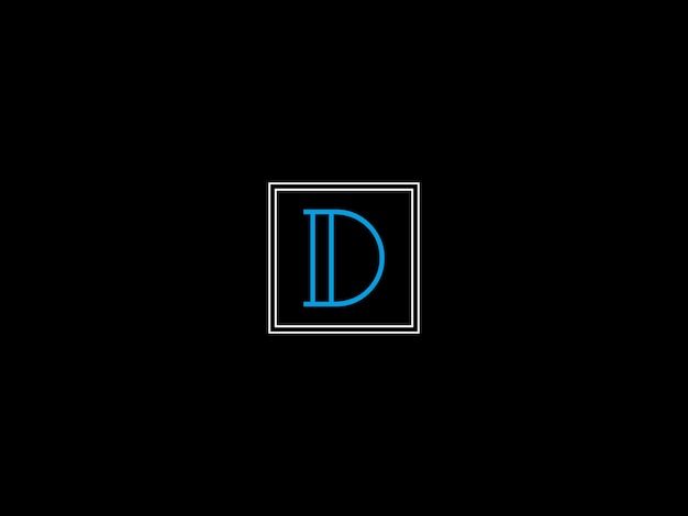 Vector a black background with white square with the letter d on it