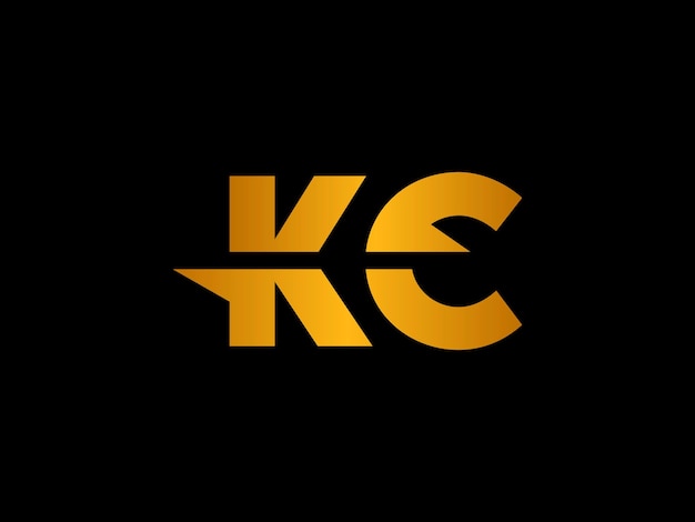 A black background with a yellow logo for kc