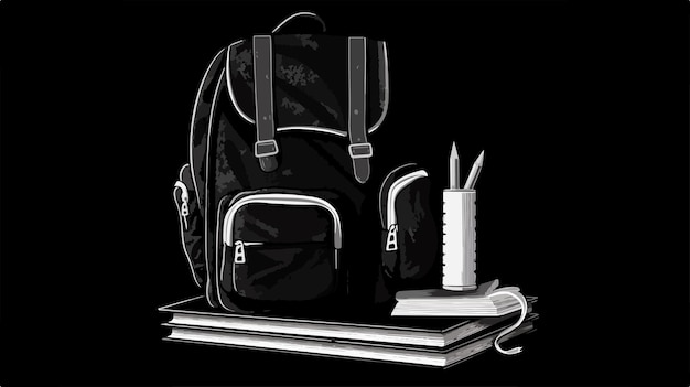 a black backpack with a pen and a pen on it