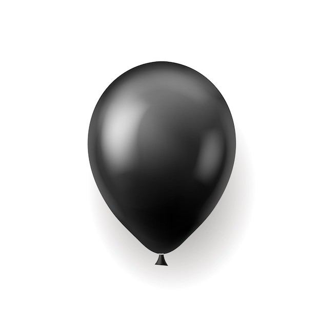 Black balloon Round flying glossy decorative rubber helium toy with shadow Birthday party gift or decor celebration carnival realistic 3d object Vector isolated on white background illustration