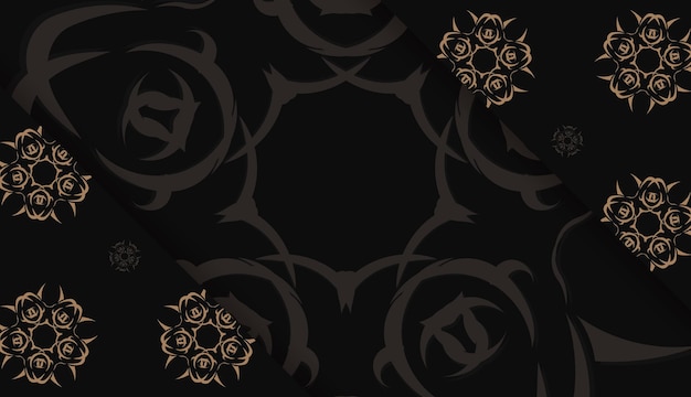 Black banner with luxurious brown ornament for design under your logo or text