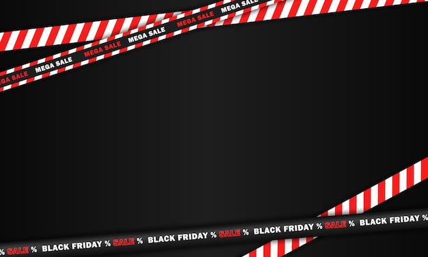 Black banner with red discount stripes and empty space for text Wallpaper with Black Friday frame