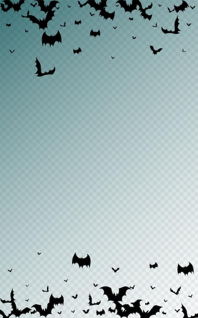 Vector black bat flying vector transparent background. flock scary banner. creepy bats frame. cartoon design.