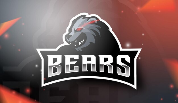 Vector black bears gaming logo template for esport