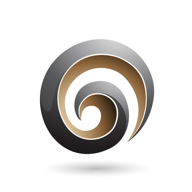 Black and Beige 3d Glossy Swirl Shape Vector Illustration