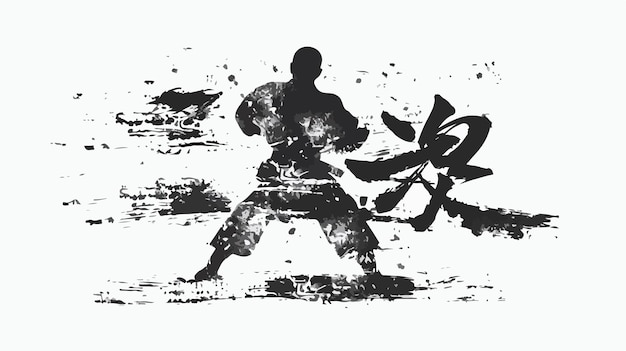 Black Belt Grunge Stencil Silhouette Drawing