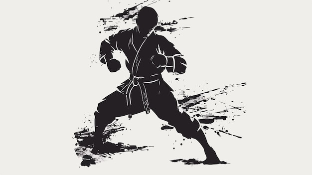 Black Belt Grunge Stencil Silhouette Drawing