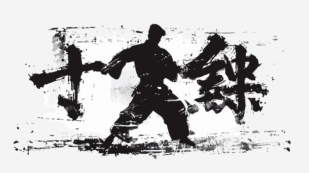 Black Belt Grunge Stencil Silhouette Drawing