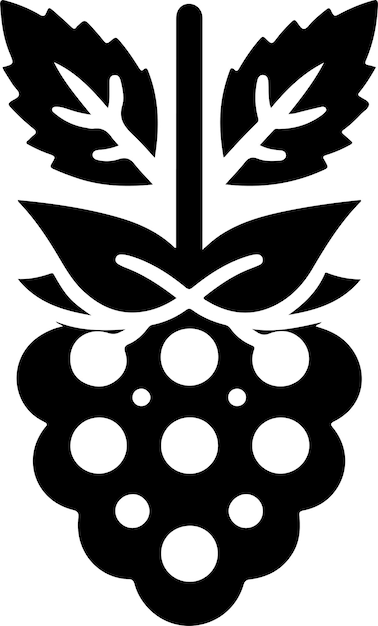 Black berry symbol with leaf icon simple minimal vector black color silhouette