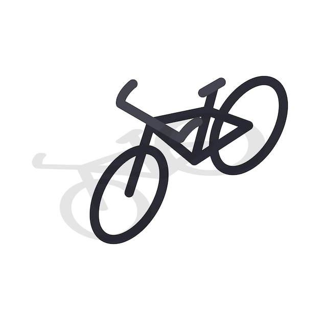 Black bike icon in isometric 3d style on a white background