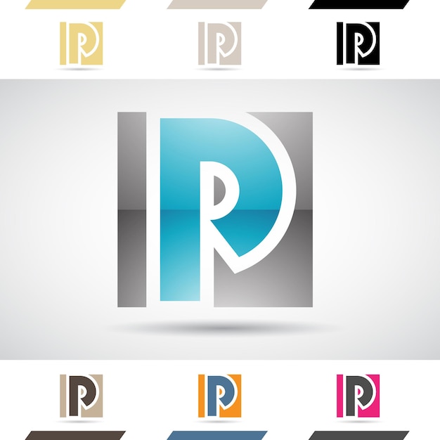 Black and Blue Abstract Glossy Logo Icon of Square Letter P