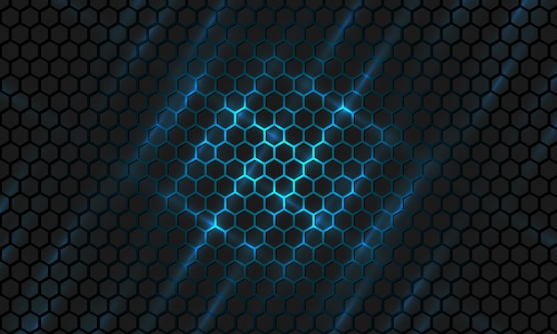 Black and blue abstract hexagonal technology background