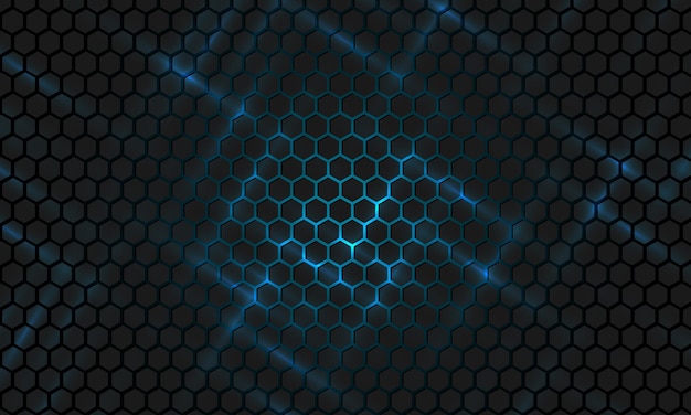 Vector black and blue abstract hexagonal technology background