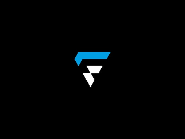 A black and blue f logo with a black background