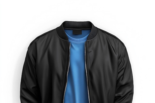 a black and blue jacket with a blue collar