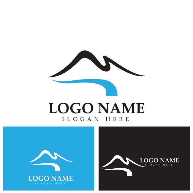 Black and blue mountain logo design template