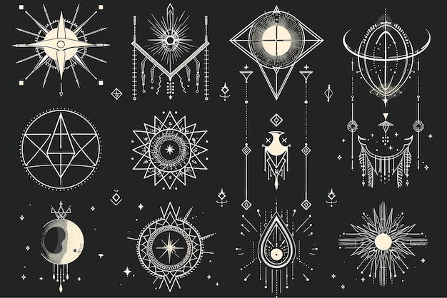 Vector a black board with a collection of various symbols and symbols on it