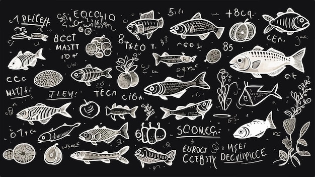 a black board with fish and the word  venizia  on it