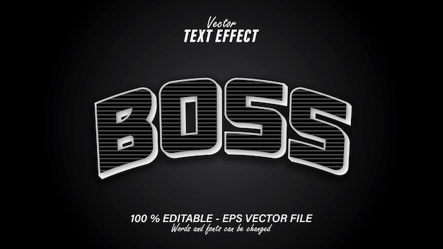 Black boss text effect editable with black background eps file