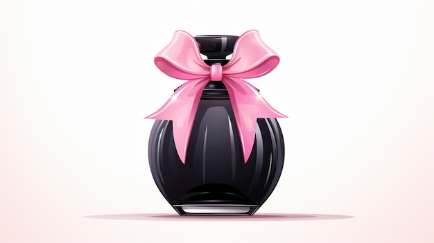 Vector a black bottle with a pink ribbon on it and a pink bow on the bottom