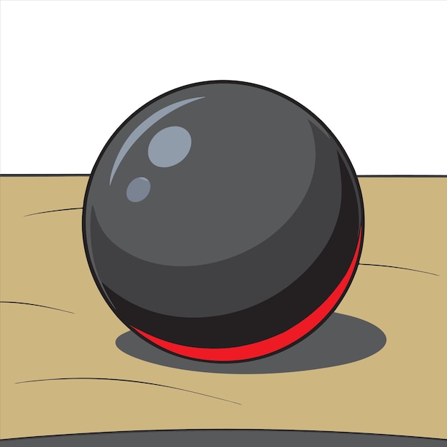 a black bowling ball laying on a table with a white background