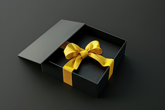 Vector a black box with a yellow ribbon in it