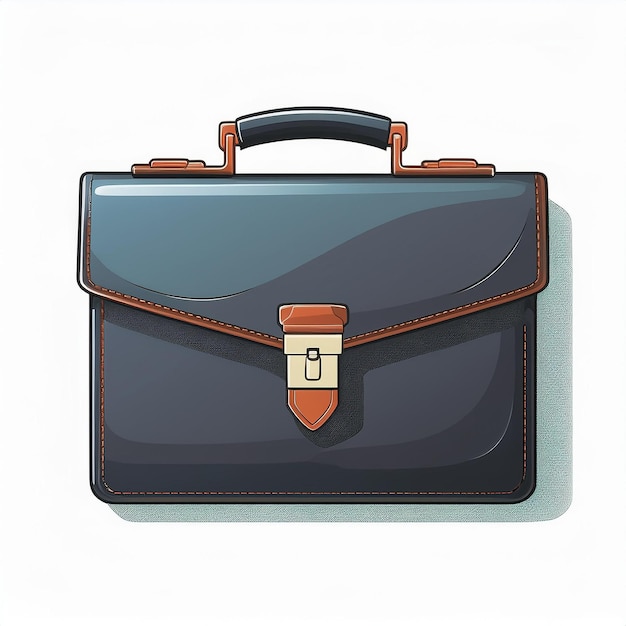 Vector a black briefcase with a brown leather handle and a red and gold buckle