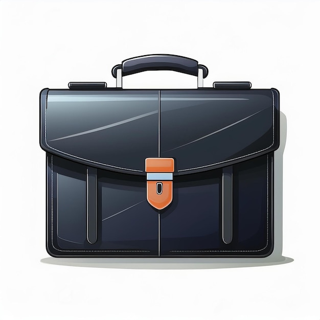 Vector a black briefcase with a red handle and a blue tag on the front