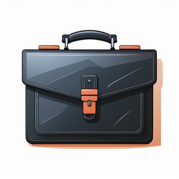 Vector a black briefcase with a red handle and a brown background