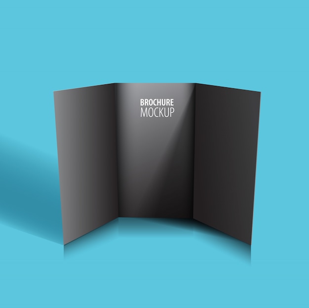 Black Brochure design isolated on blue.