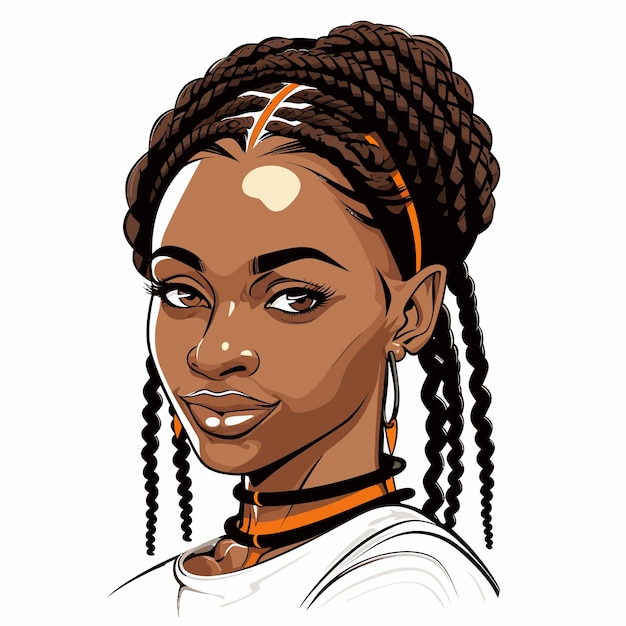 black_brown_skin_woman_with_braids_clip_art_bold