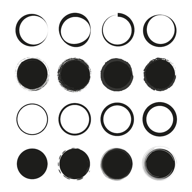 Black brush circles Round frame set Vector illustration stock image