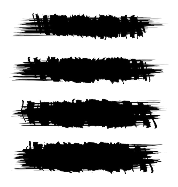 black brush stroke set