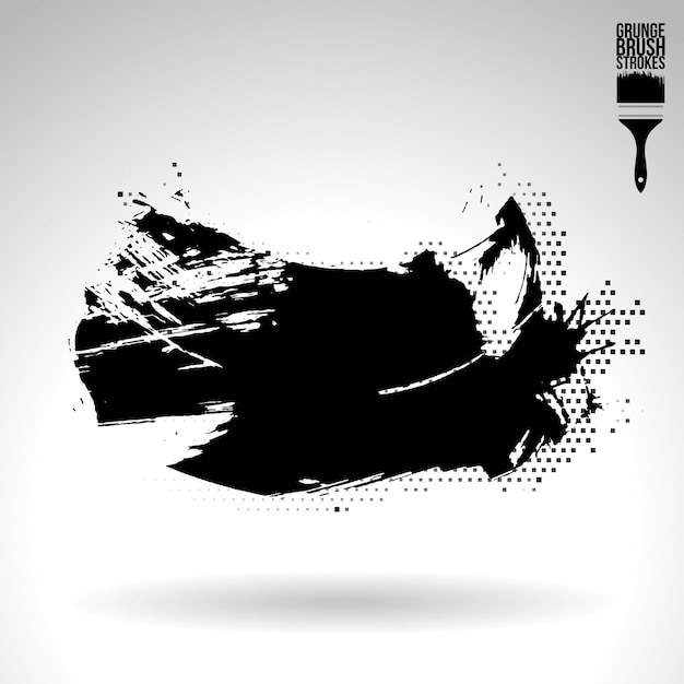 Black brush stroke and texture Grunge vector abstract hand painted element Underline and border