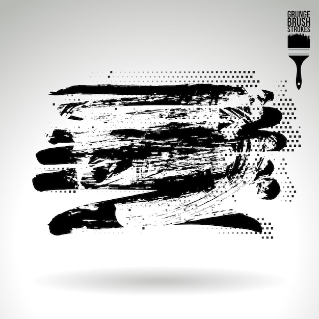 Black brush stroke and texture Grunge vector abstract hand painted element