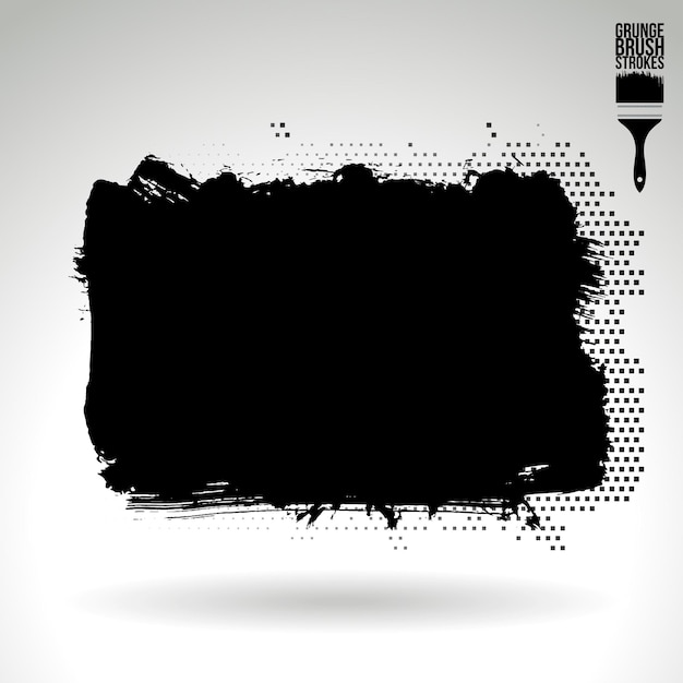 Black brush stroke and texture Grunge vector abstract hand painted element