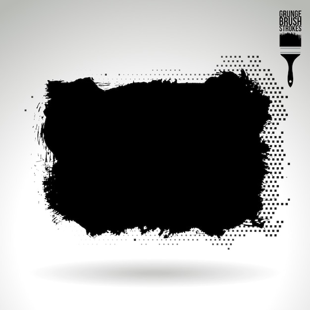 Black brush stroke and texture Grunge vector abstract hand painted element