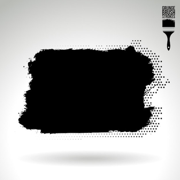 Black brush stroke and texture Grunge vector abstract hand painted element