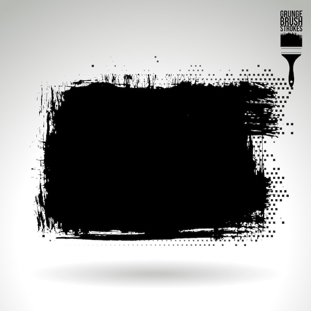 Black brush stroke and texture Grunge vector abstract hand painted element