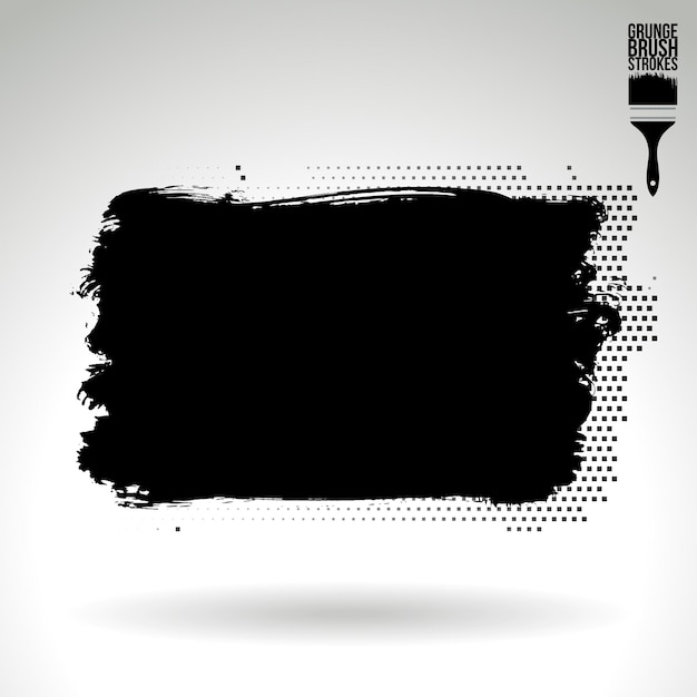 Black brush stroke and texture Grunge vector abstract hand painted element