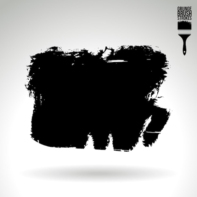 Black brush stroke and texture Grunge vector abstract hand painted element